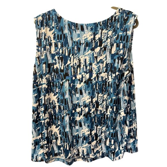 Jones Studio Womens Abstract Blue Sleeveless Top Sz 2X blouse - Picture 12 of 12